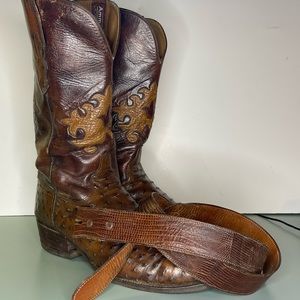 Mens Genuine Leather Boots w/ belt